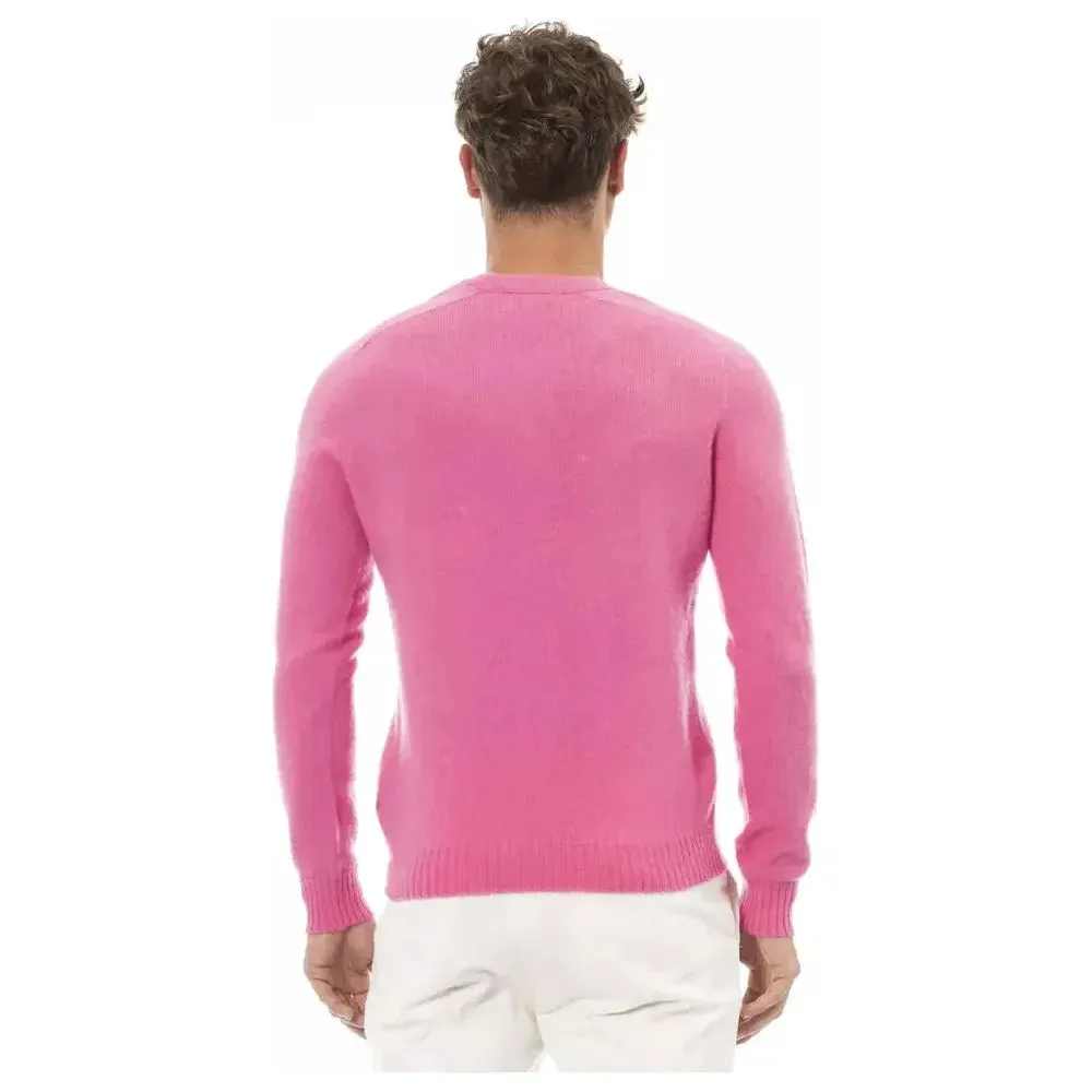 Alpha Studio Pink Wool Men Sweater