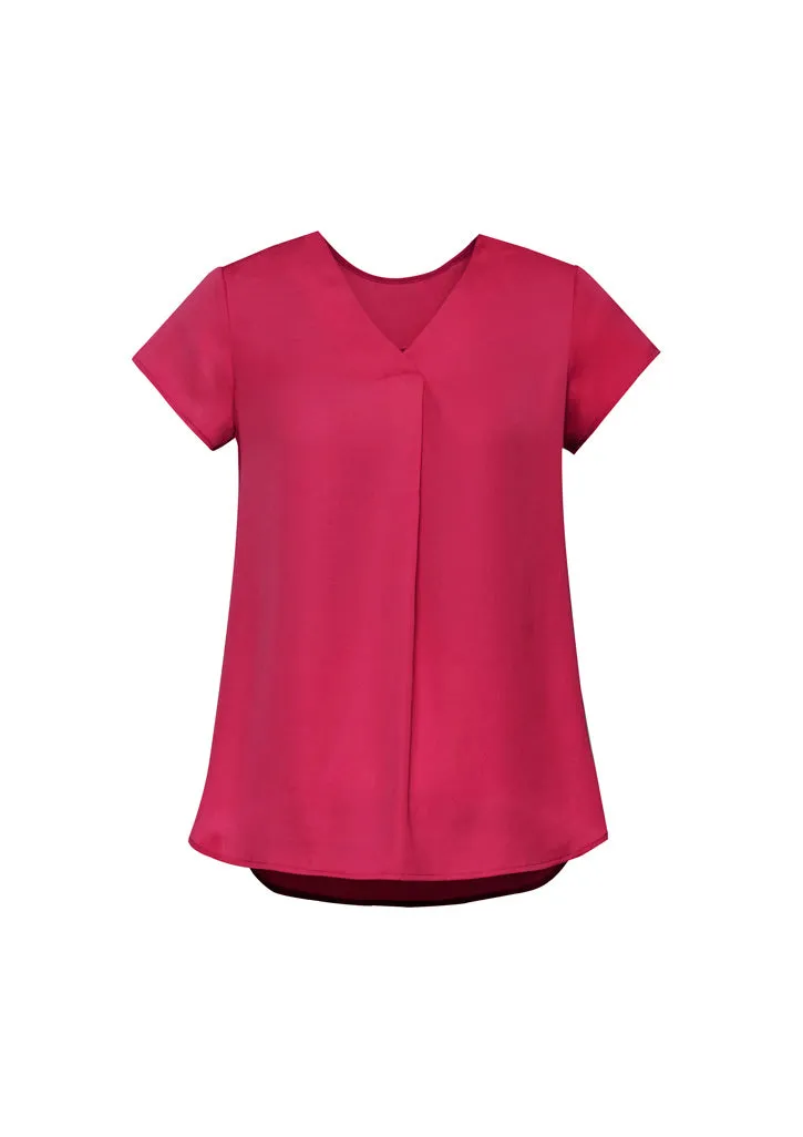 Biz Corporate Womens Kayla V-neck Pleat Blouse (RB967LS)