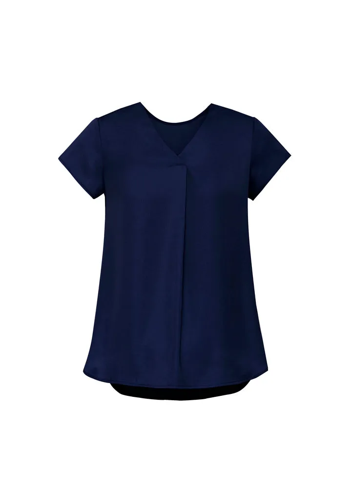 Biz Corporate Womens Kayla V-neck Pleat Blouse (RB967LS)