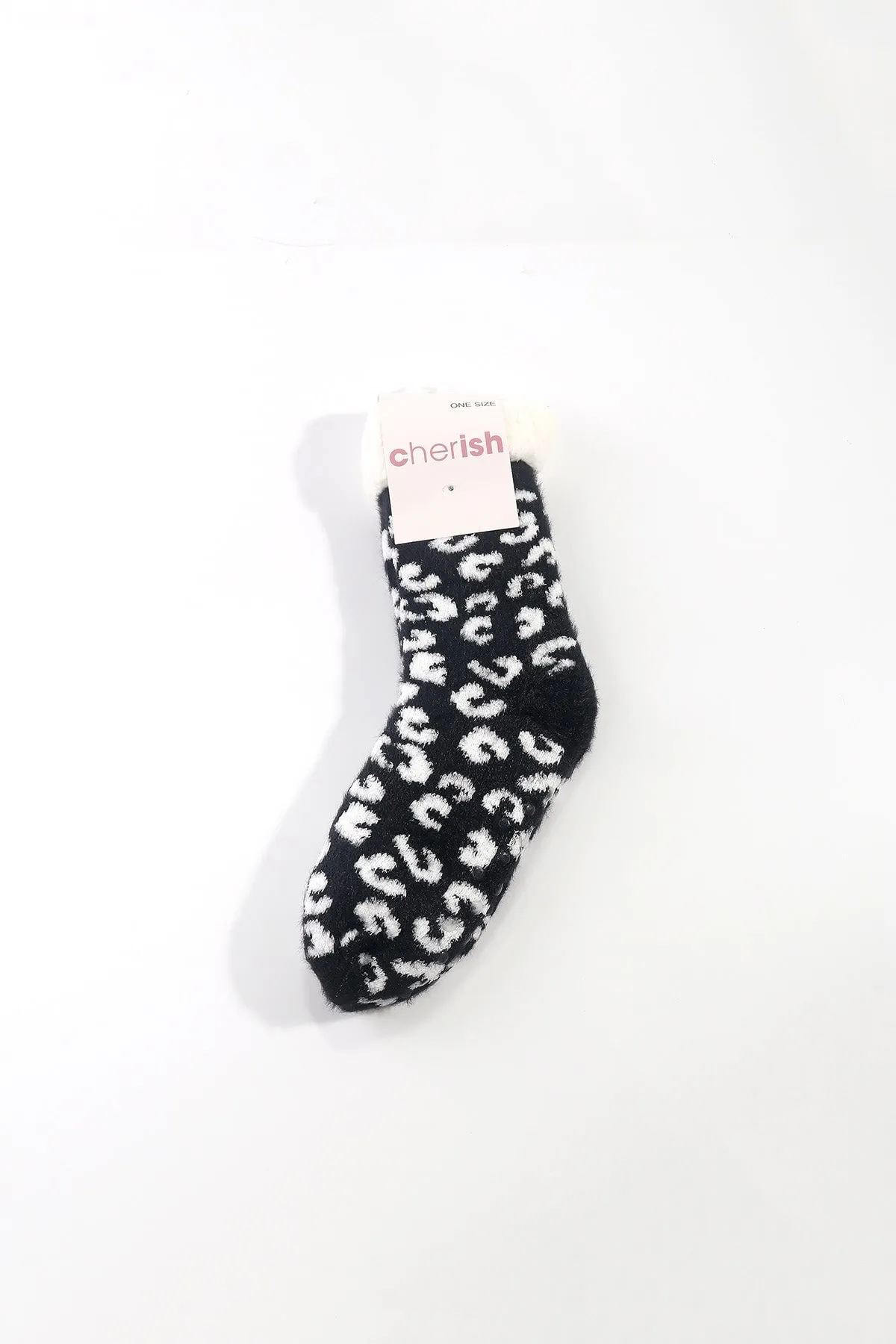 Black Leopard Print Cosy Slipper Socks