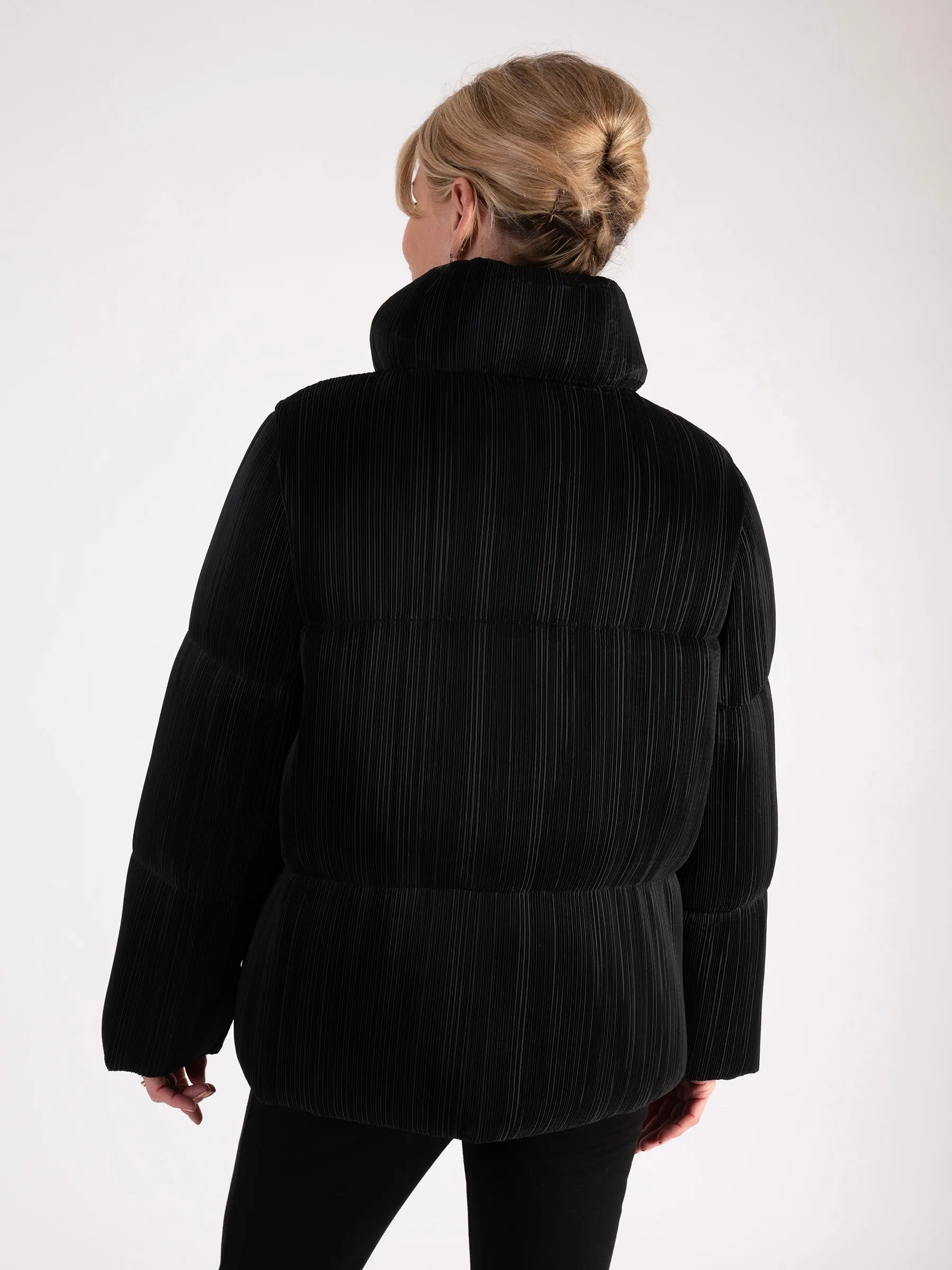 Black Pleated Puffer Coat