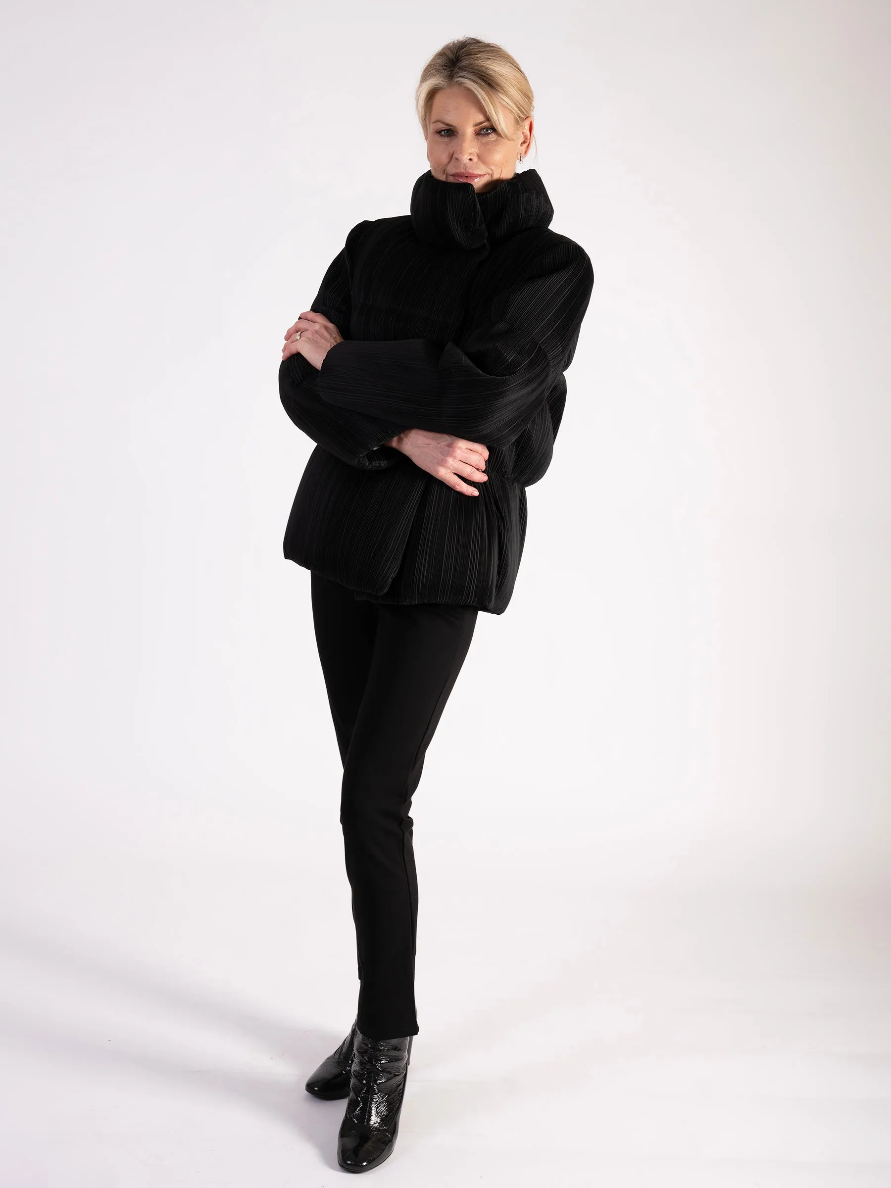 Black Pleated Puffer Coat