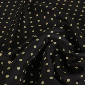 Black Printed Silk Satin Polkadot 3134