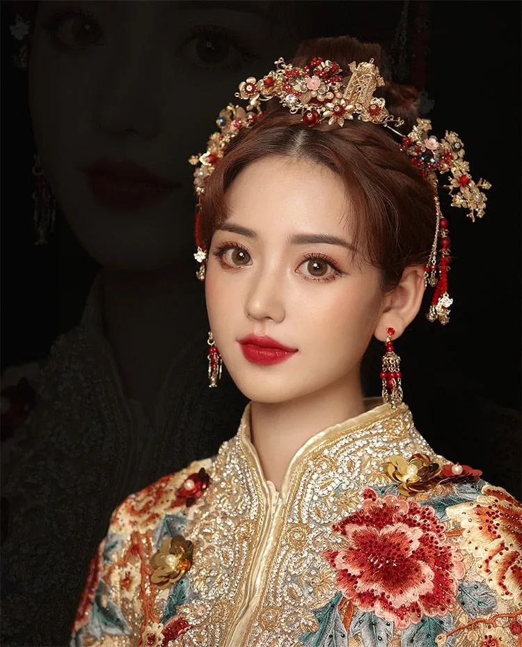 Bridal Red Beads Hair Accessories for Chinese Wedding