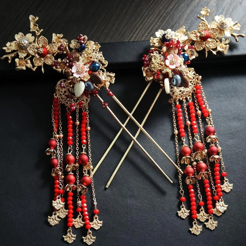 Bridal Red Beads Hair Accessories for Chinese Wedding