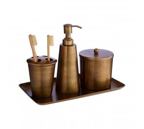 Brown Metallic Bathroom Accessories Tray