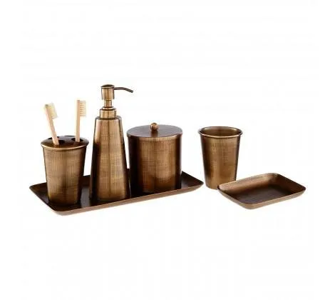 Brown Metallic Bathroom Accessories Tray