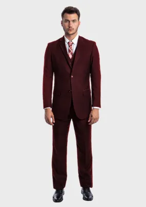 Burgundy Modern Fit 3-Piece Suit