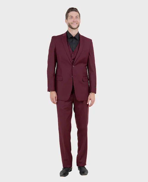 Burgundy Modern Fit 3-Piece Suit