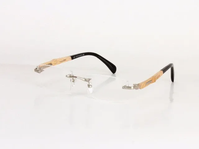 Chashma Unisex Trendy Eyeglasses With  Rimless Bamboo Wood  Frames