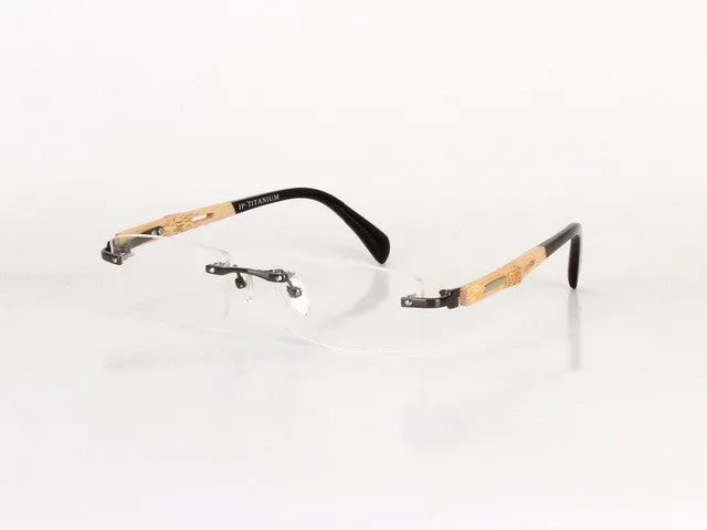 Chashma Unisex Trendy Eyeglasses With  Rimless Bamboo Wood  Frames