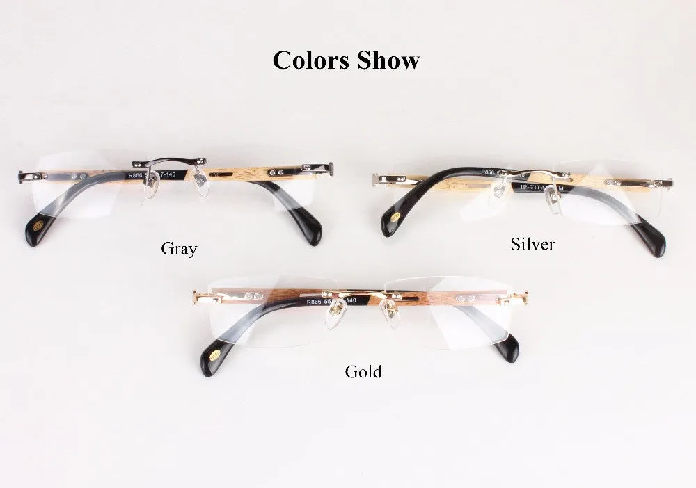 Chashma Unisex Trendy Eyeglasses With  Rimless Bamboo Wood  Frames