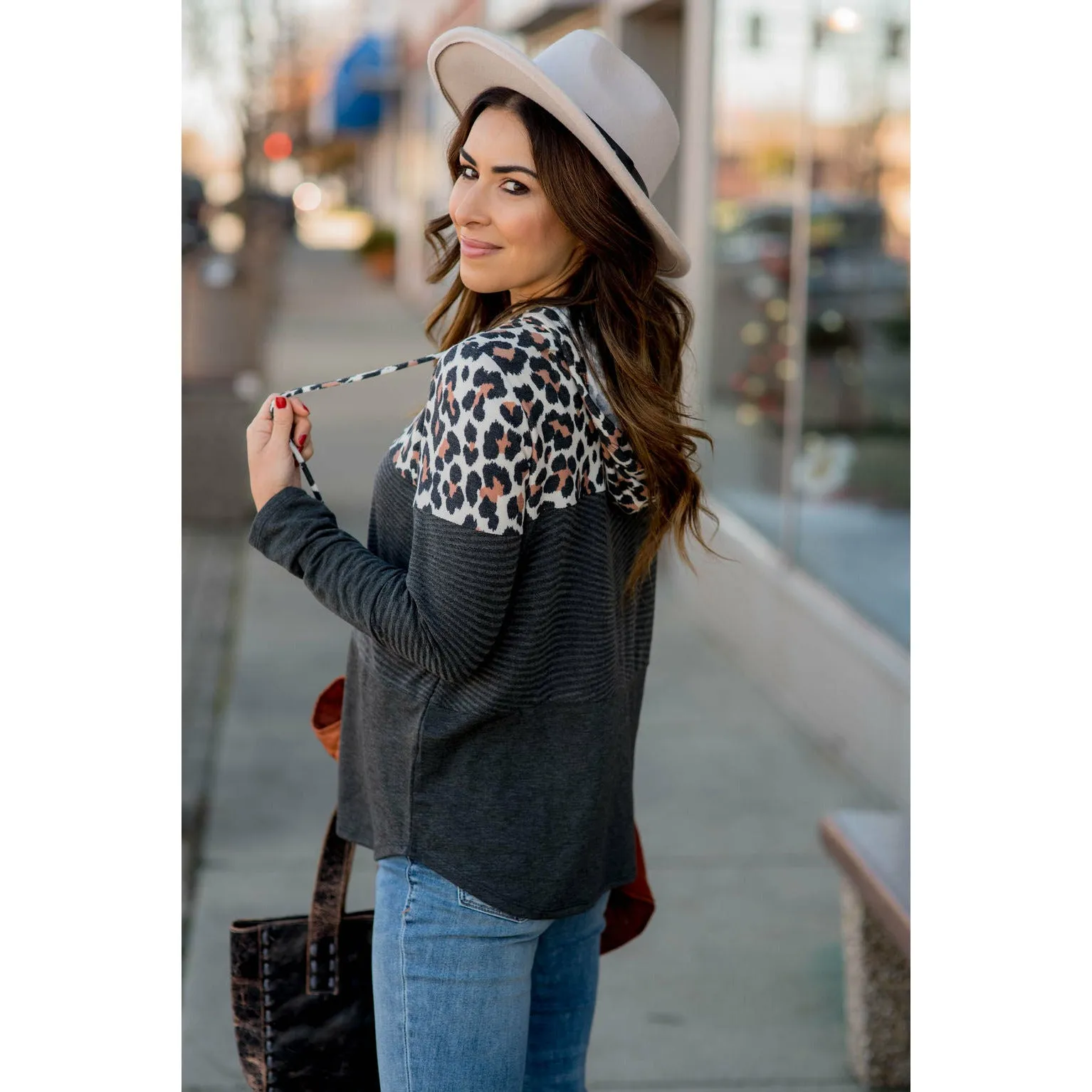 Comfy Leopard Blocked Hoodie