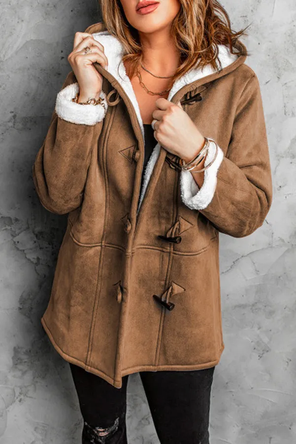 Cozy Sunday Charm Fleece Suede Hooded Coat