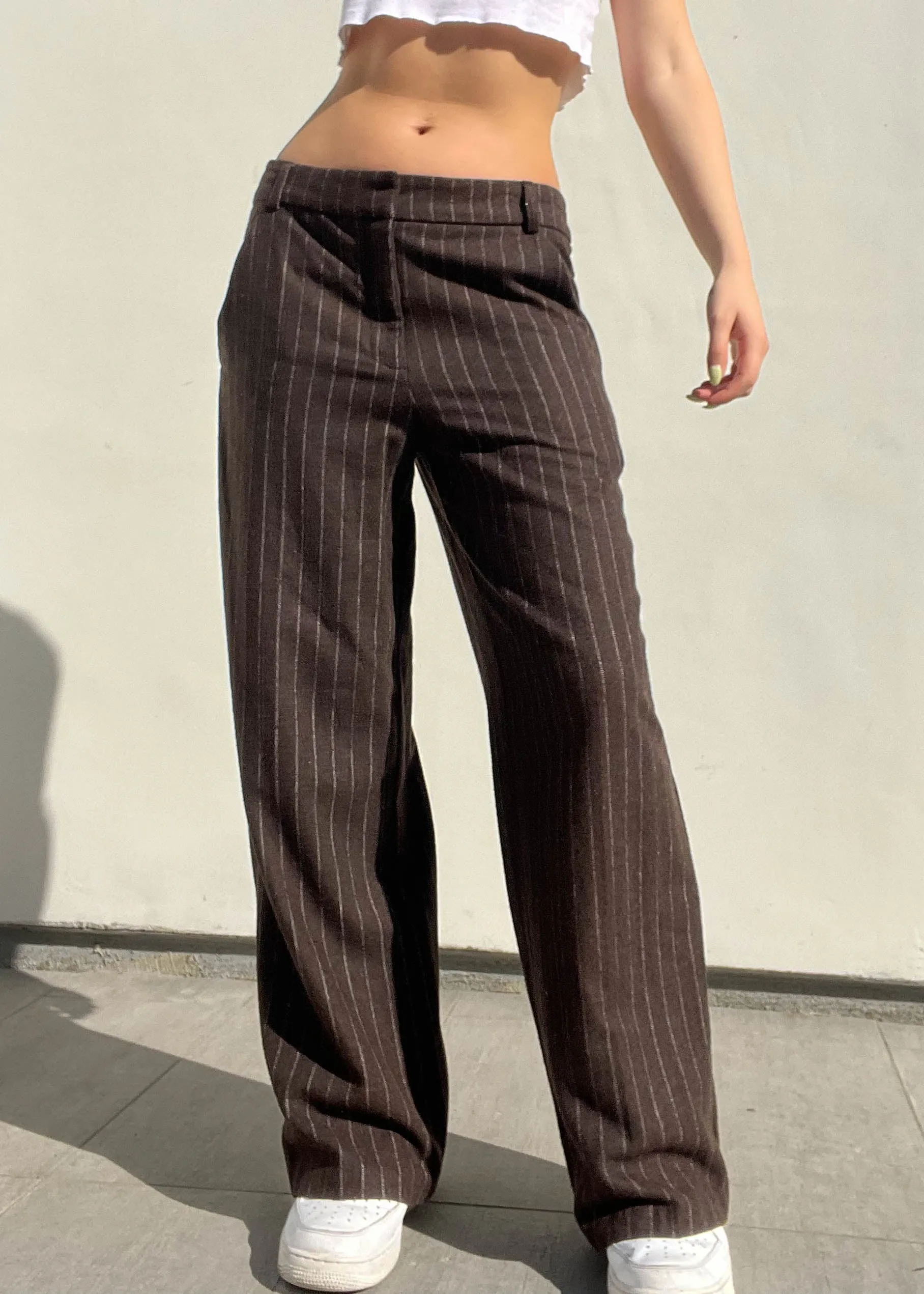 Dark Brown Pinstripe Pants (32")