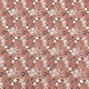 Dusky Pink Delicate Floral Cotton Canvas Fabric