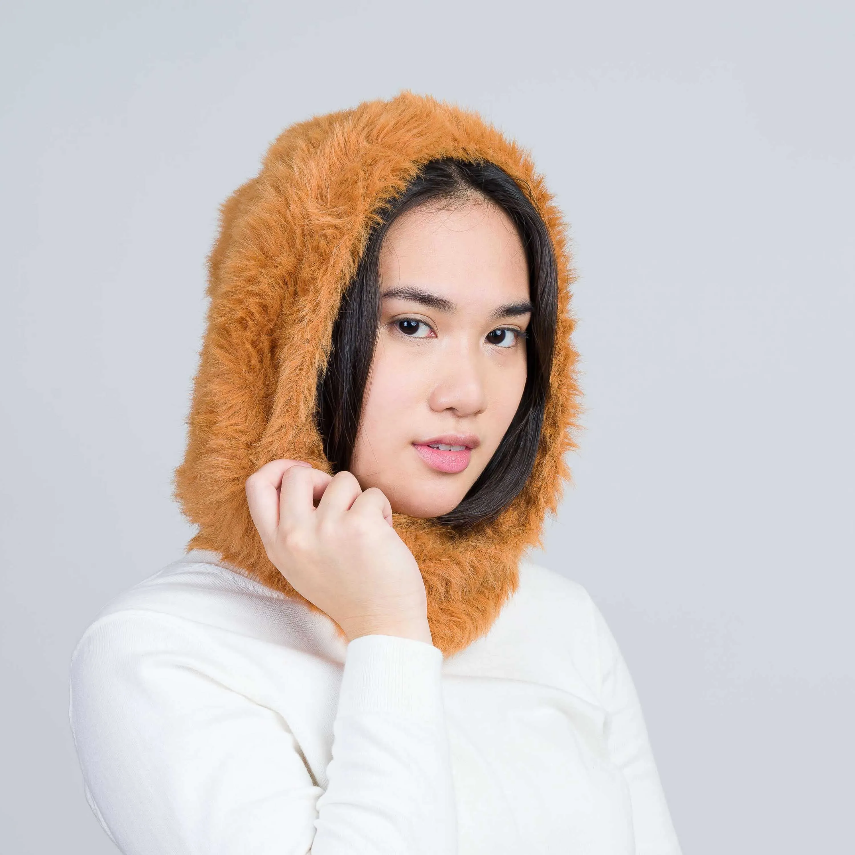 Faux Fur Knit Hood