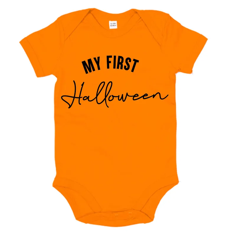 First Halloween As Family Script Orange Hoodies & Bodysuit (MRK X)