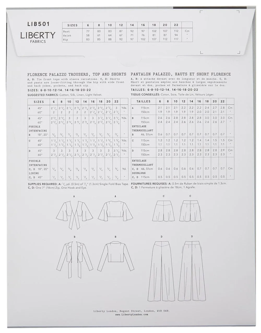 Florence Palazzo Suit Sewing Pattern, Liberty Fabrics