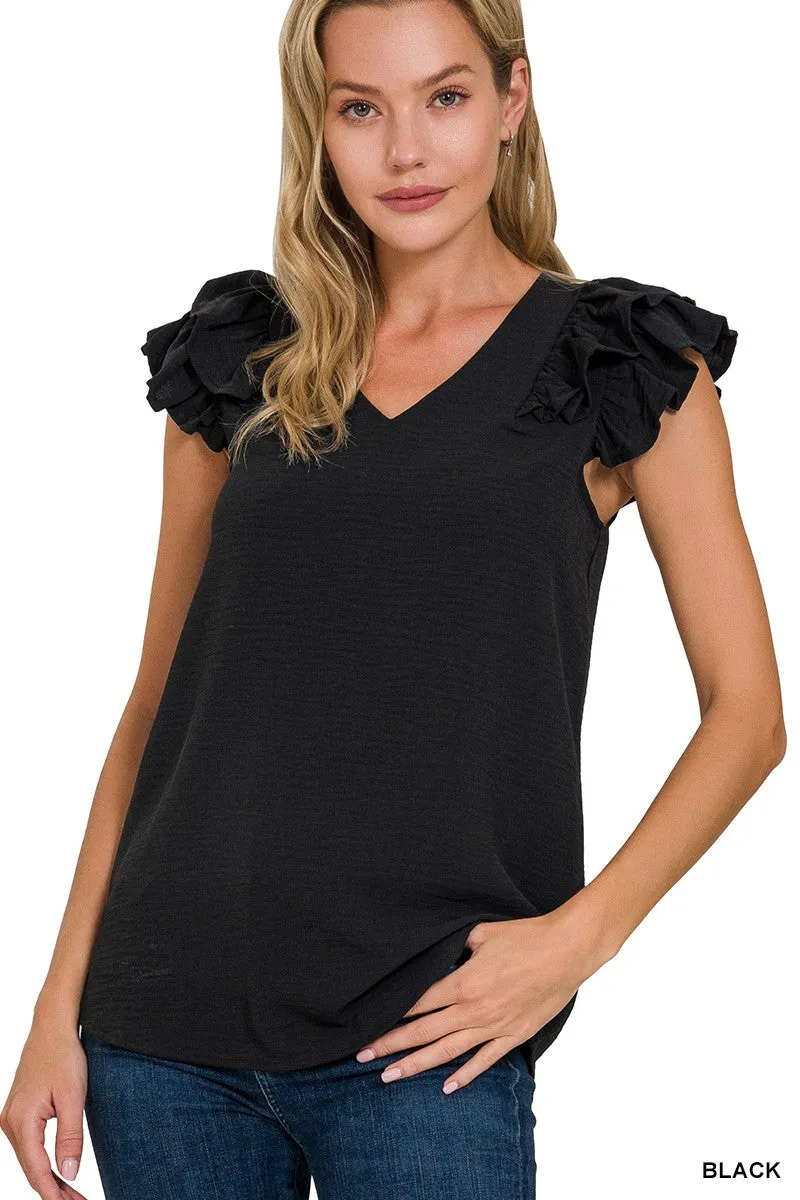 FlutterBreeze Tiered Ruffle Sleeve Top