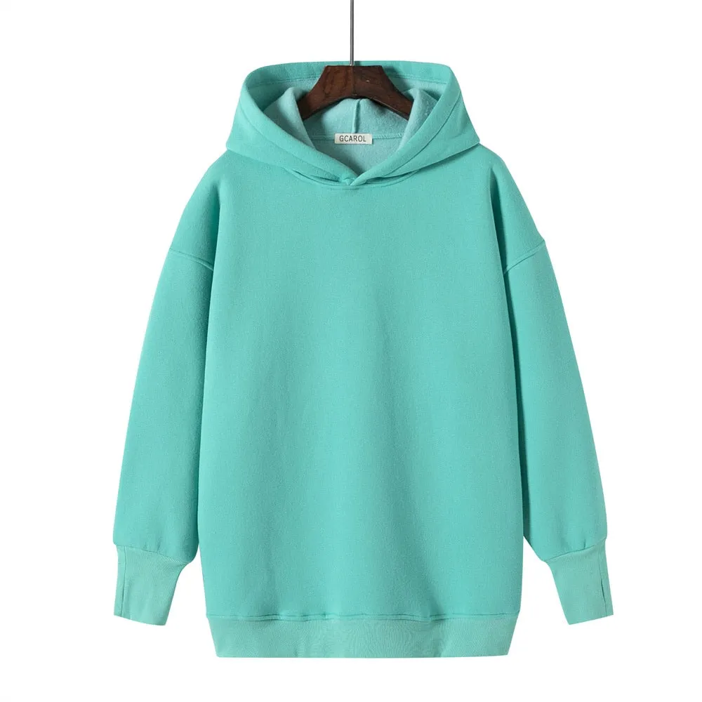 GCAROL Fall Winter Women Long Hooded Suits 80% Cotton Fleece