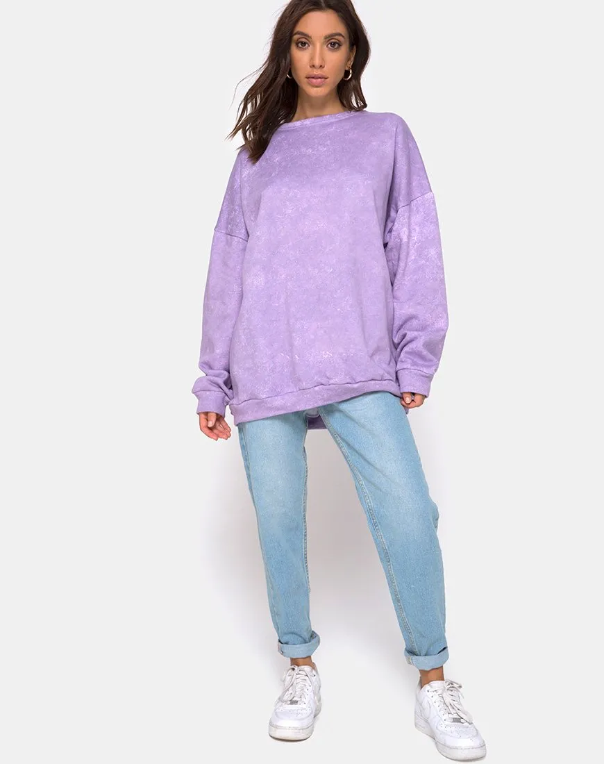 Glo Sweatshirt in Purple Acid Wash