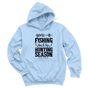 Gone Fishing Back By Hunting Season Black Print Hoodies & Long Sleeves