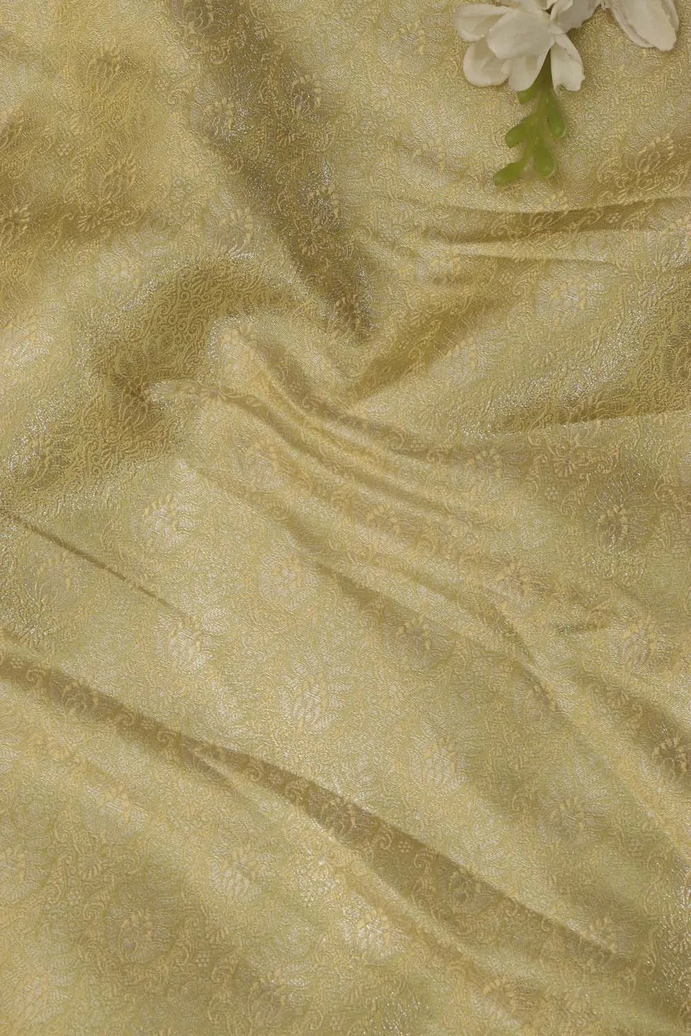 Green Banarasi Brocade Silk Fabric - 1 Mtr