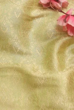 Green Banarasi Brocade Silk Fabric - 1 Mtr