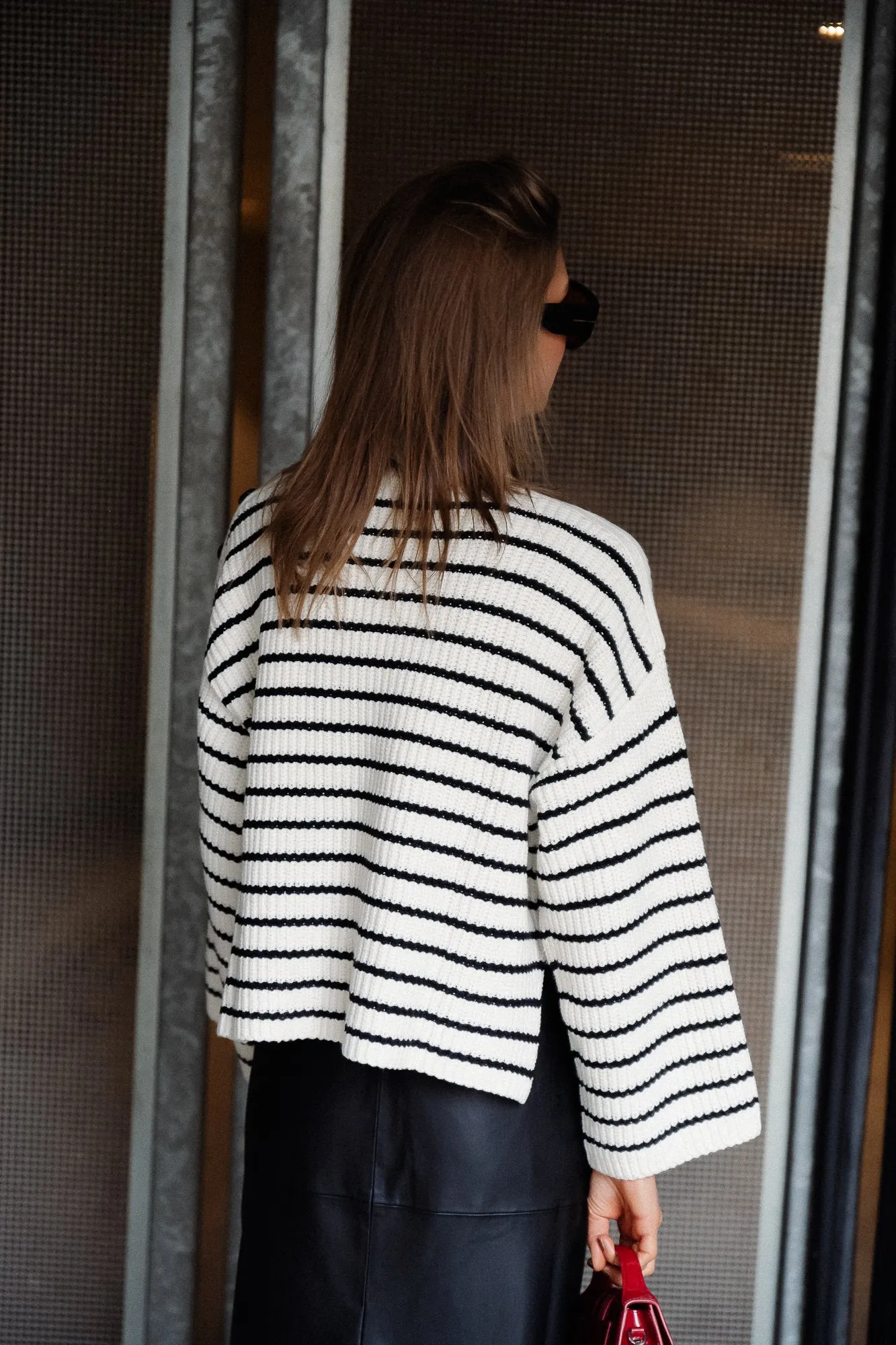 Imilia jumper black & antique white striped