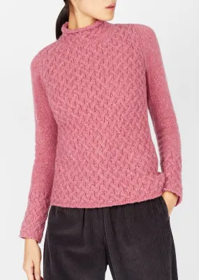 IrelandsEye Women's Trellis Aran Sweater | Bubblegum