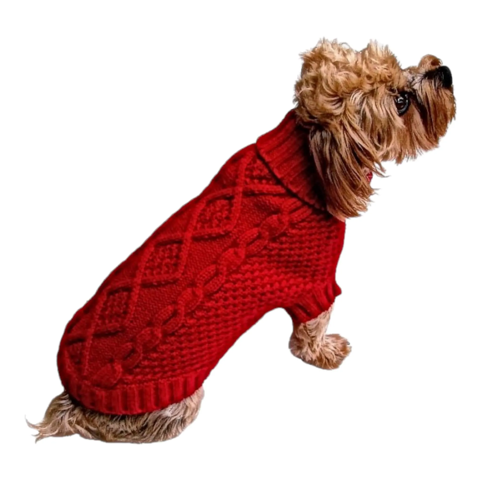 Irish Knit Dog Sweater - Red