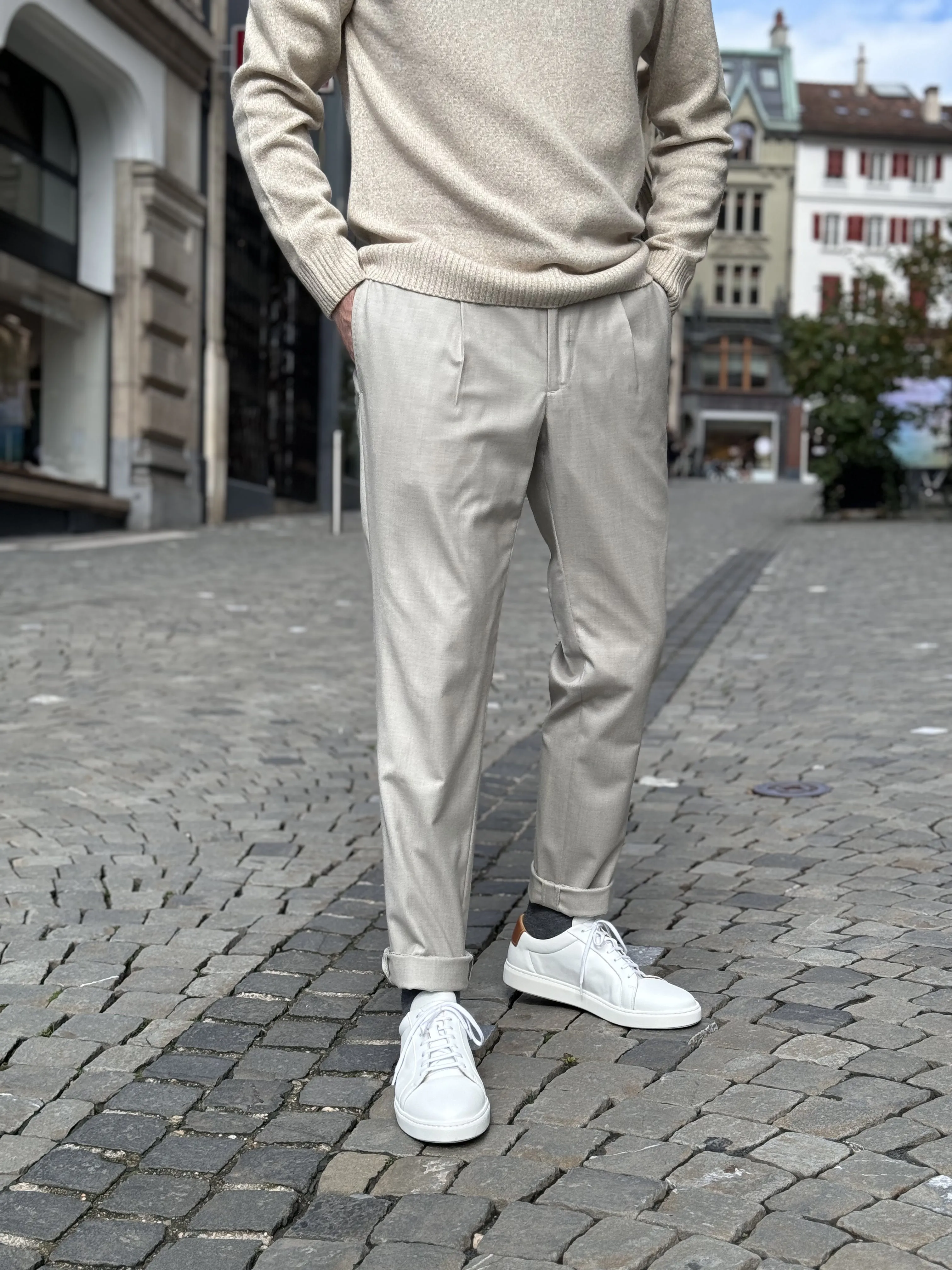 JOGGER PANTS FLANELLA - SAND