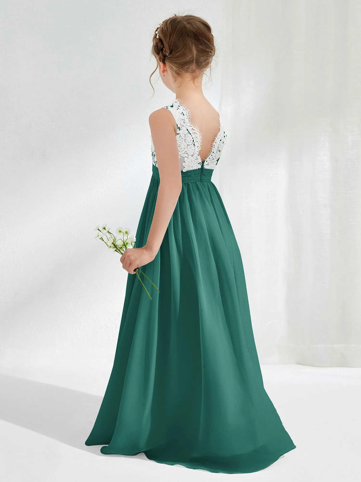 Lace Top Junior Bridesmaid Dresses Peacock