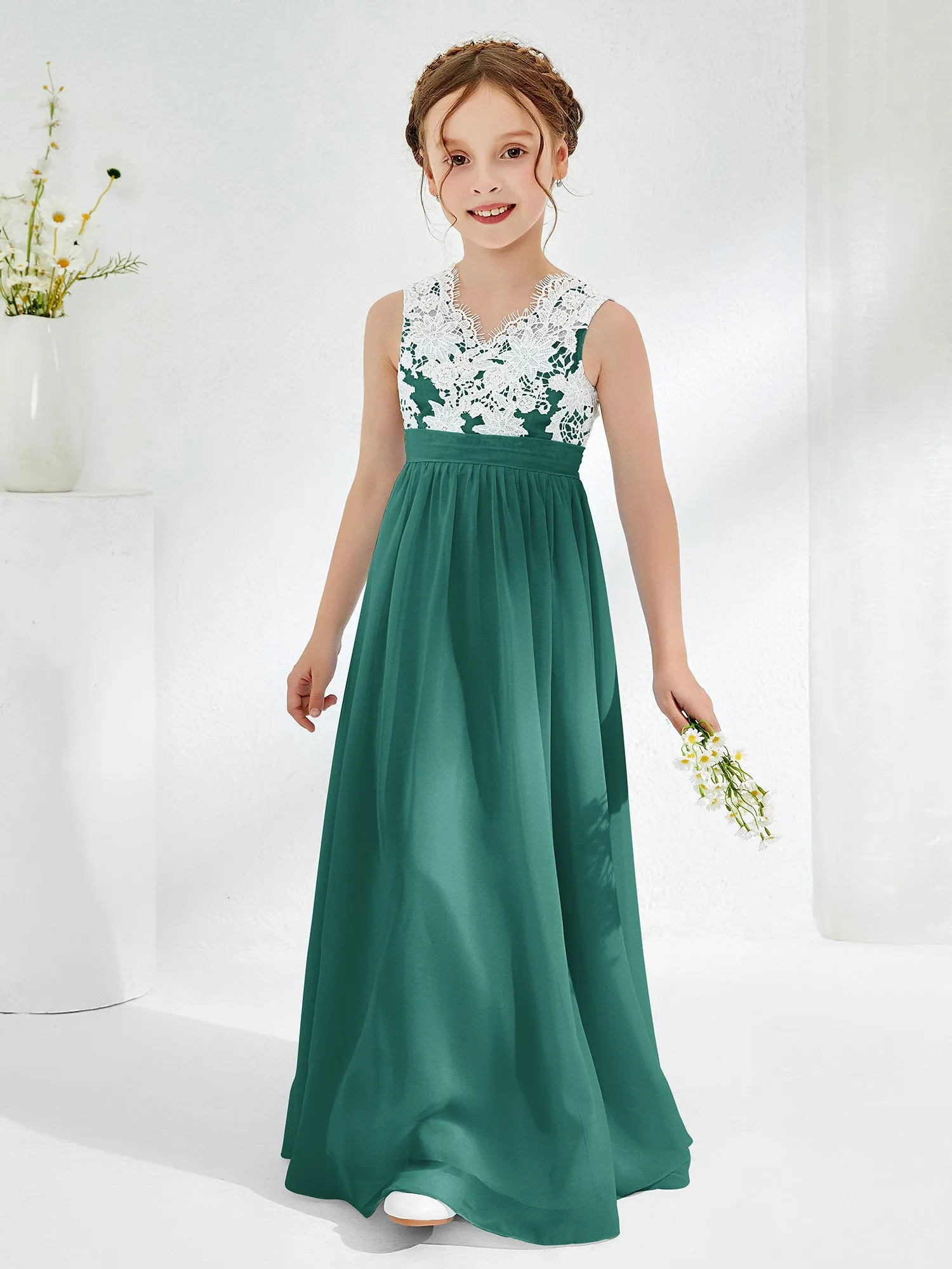 Lace Top Junior Bridesmaid Dresses Peacock