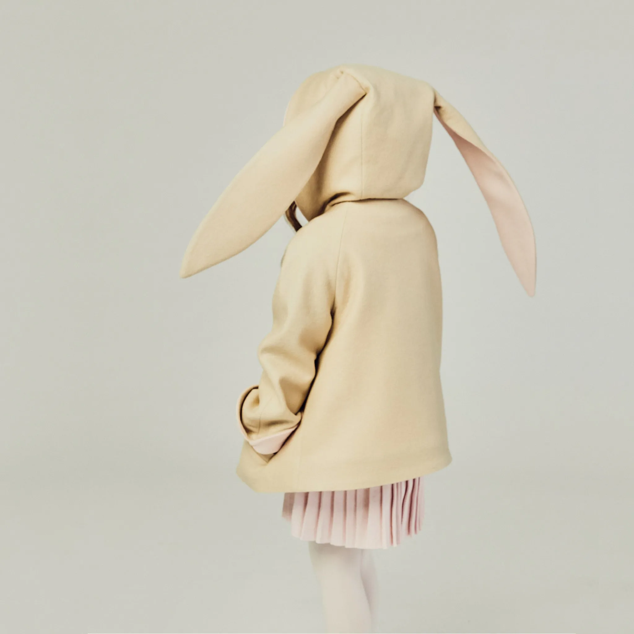 Luxe Bunny Coat in Sand & Pink