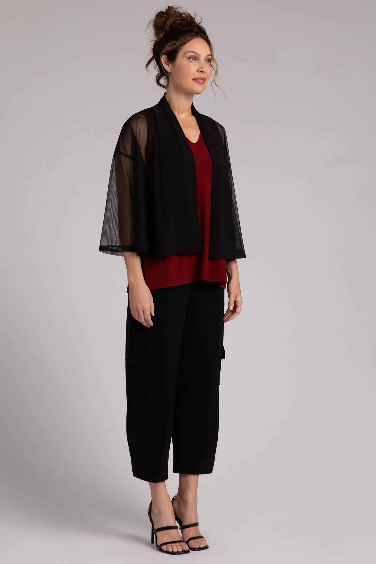 Mesh Mezza Luna Cardigan | Black