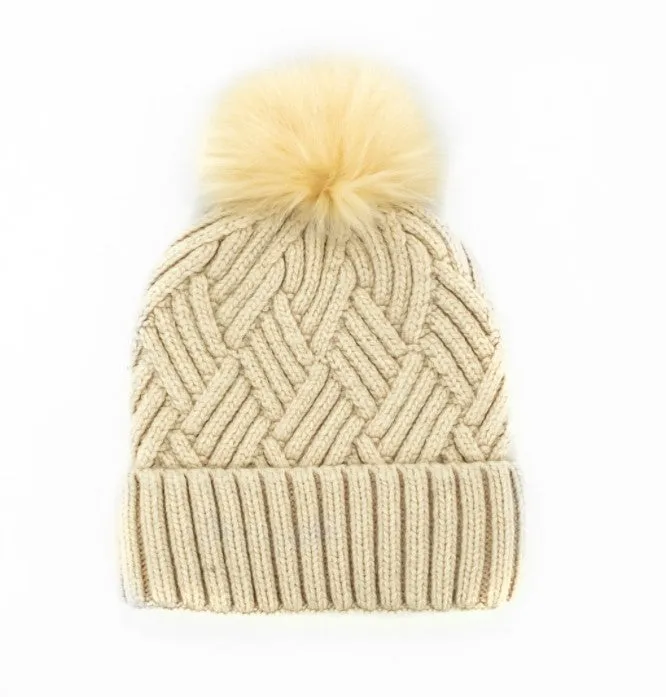 Mitchie's | Knitted Hat With Fox Pom Pom