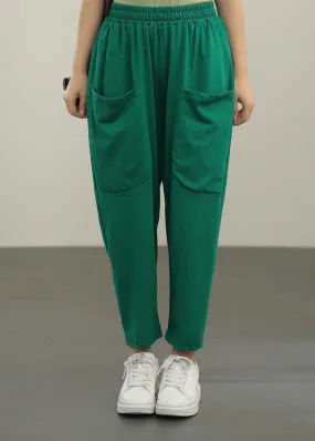 Modern Green Elastic Waist Harem Summer Pants