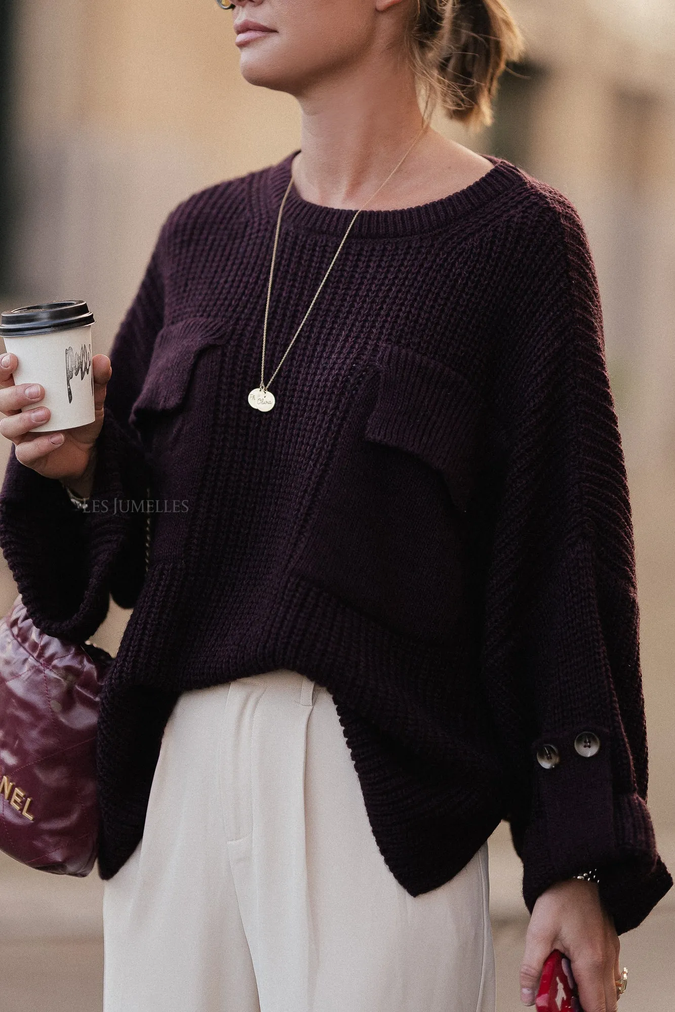 Noemie knitted jumper burgundy