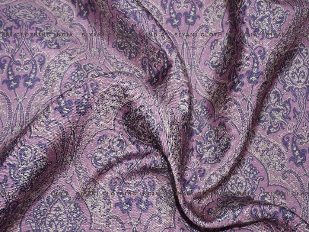 Pastel Floral Printed Raw Silk Fabric