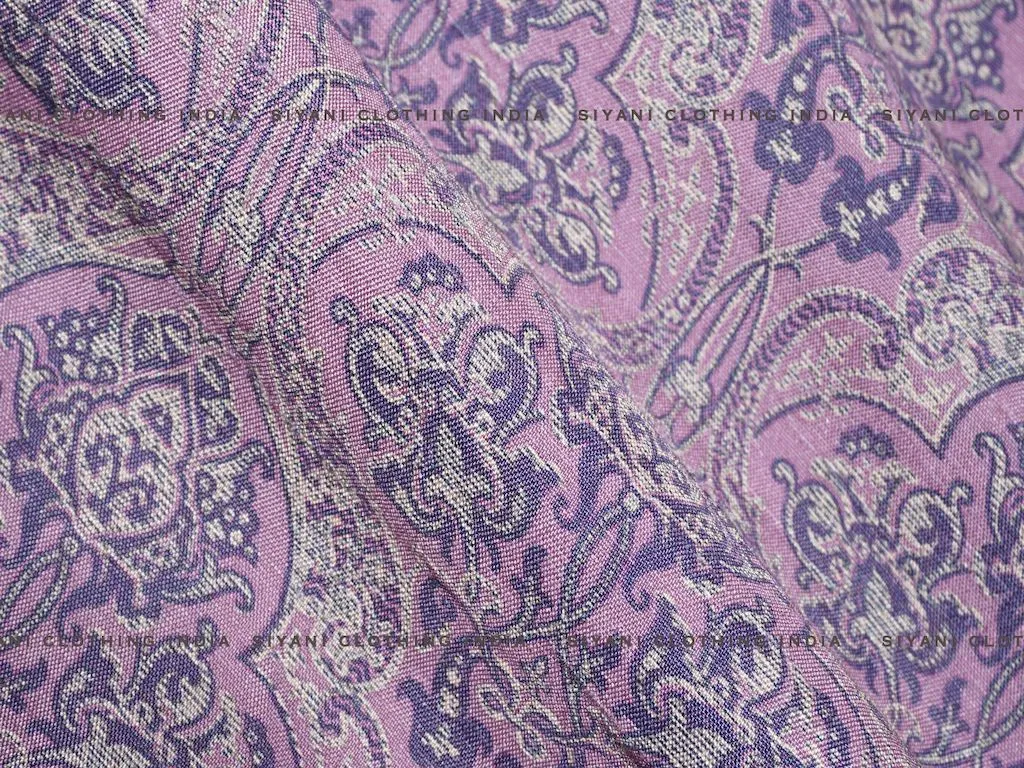 Pastel Floral Printed Raw Silk Fabric