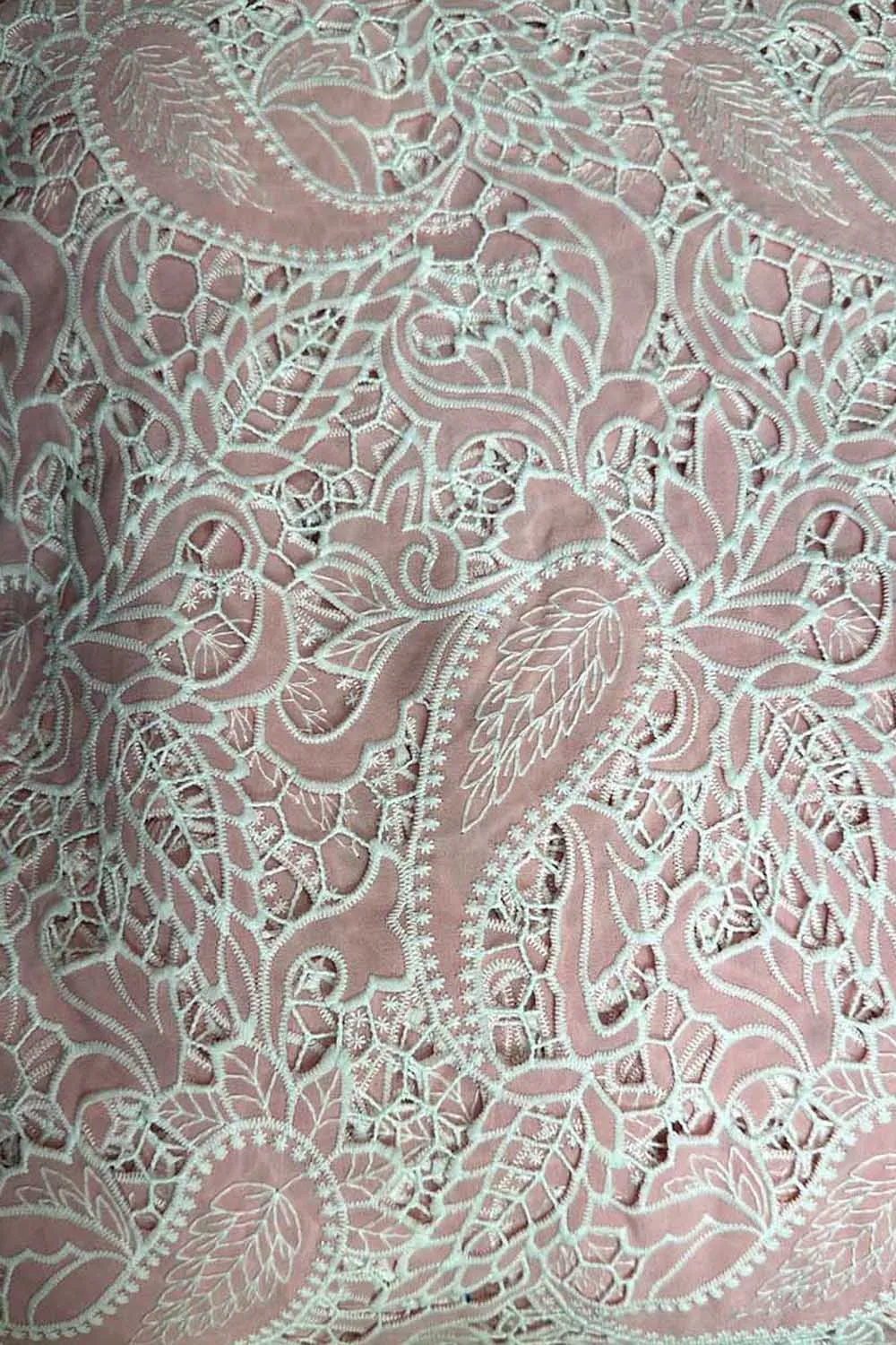 Pretty in Pink: Crochet Cut Work Embroidered Cotton Crepe