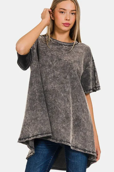 Round Neck Dropped Shoulder Blouse