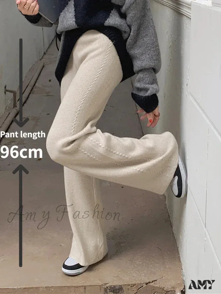 Warm Loose Knitted Wide Leg Soft Comfortable Pants