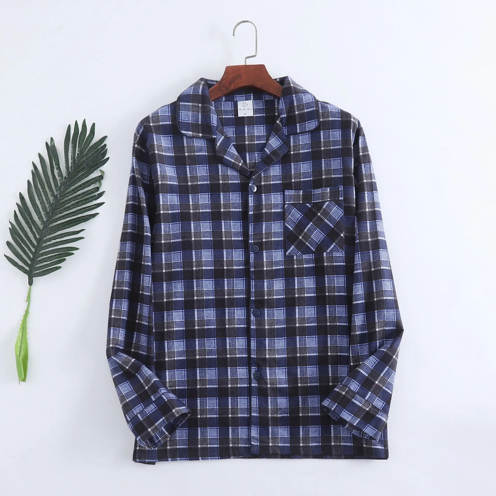 Winter Men's Plaid Flannel Pyjamas 2 Pcs Set