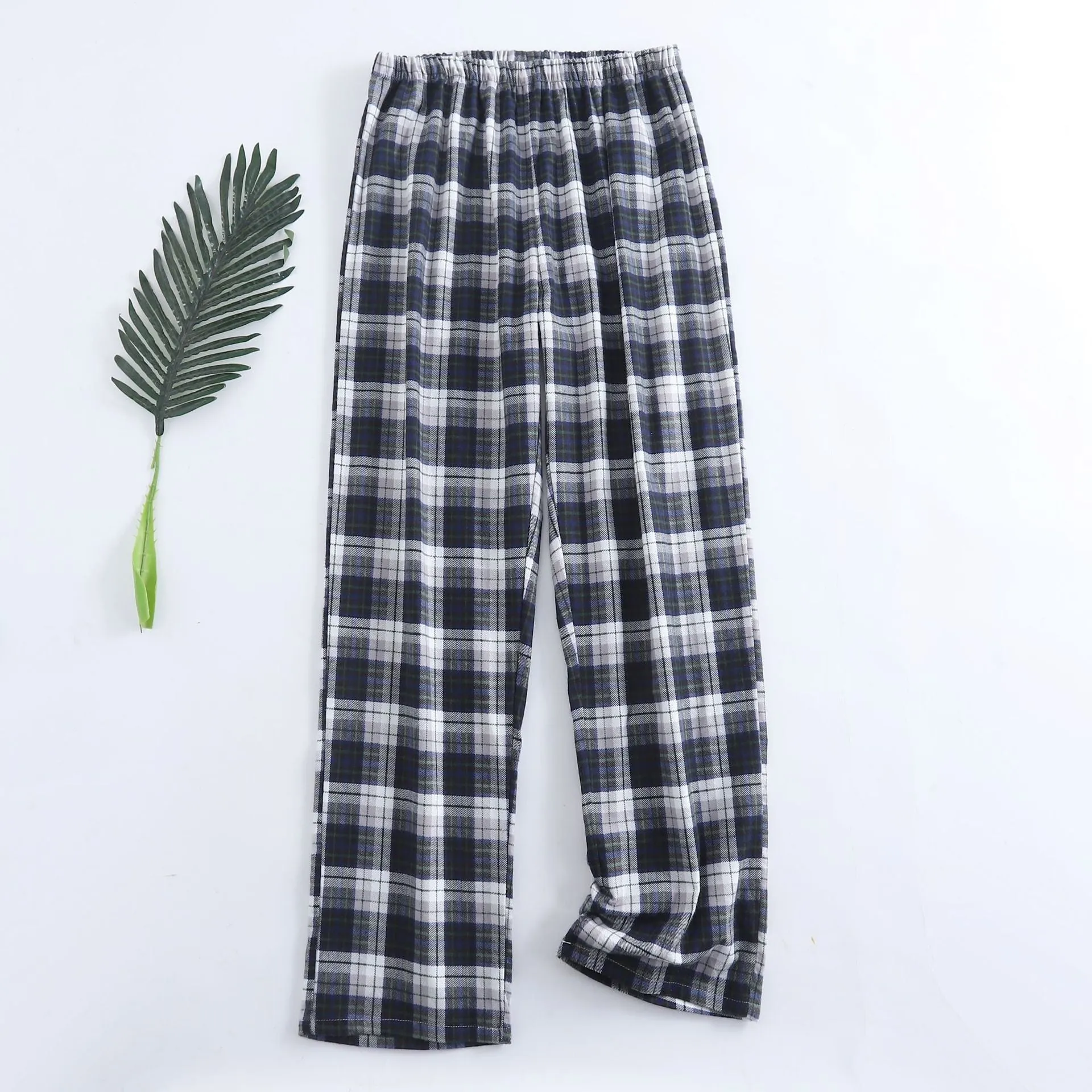 Winter Men's Plaid Flannel Pyjamas 2 Pcs Set