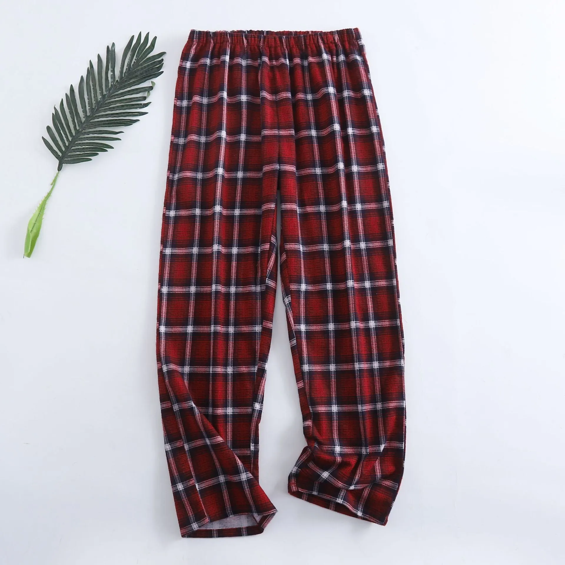 Winter Men's Plaid Flannel Pyjamas 2 Pcs Set