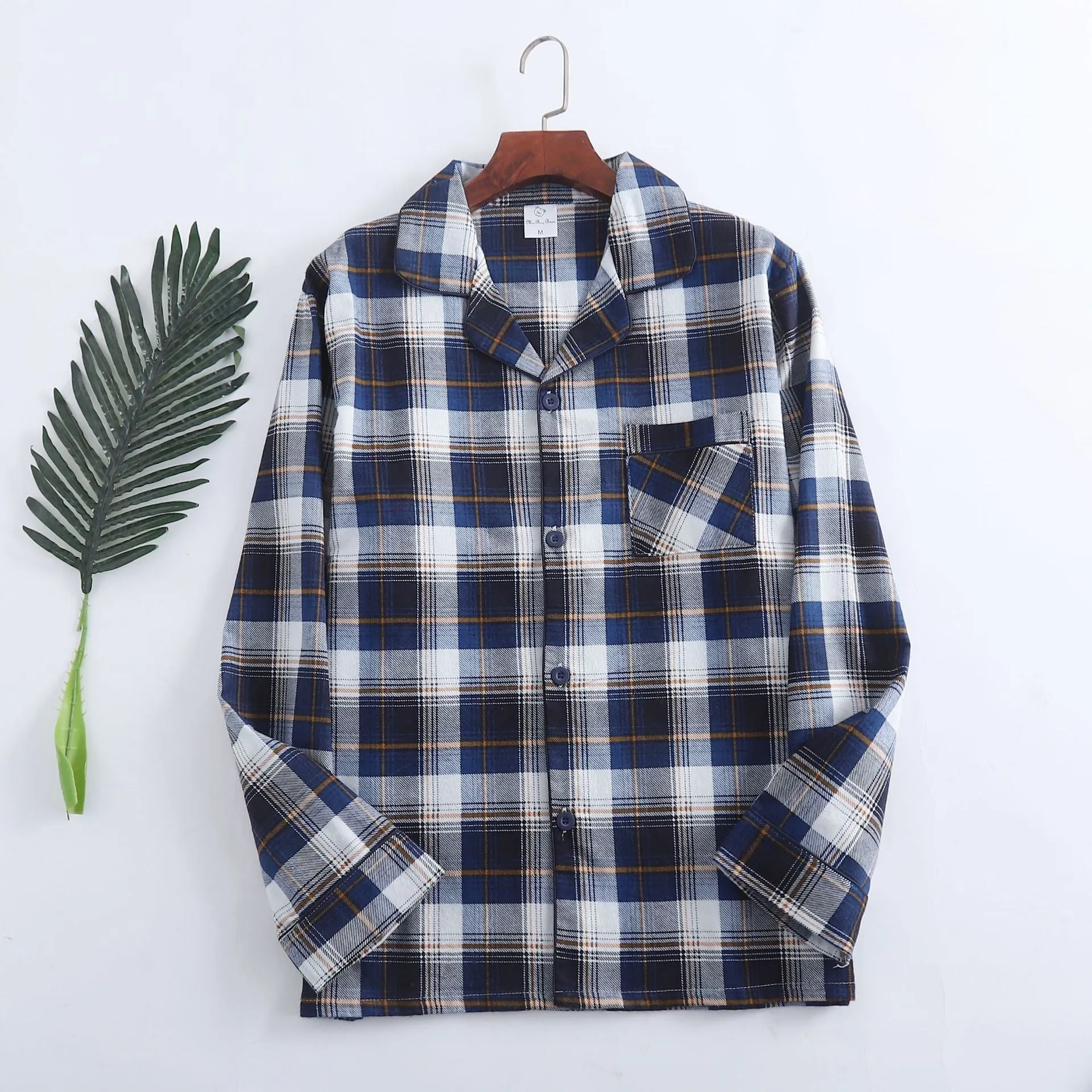 Winter Men's Plaid Flannel Pyjamas 2 Pcs Set