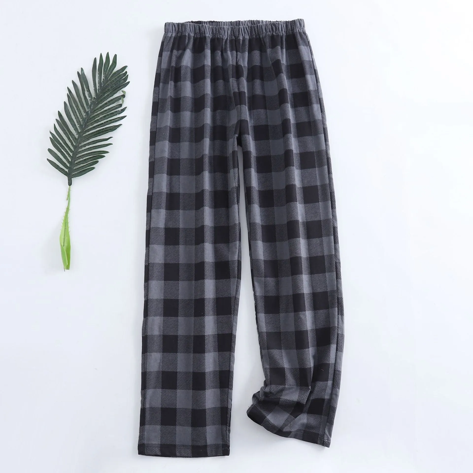 Winter Men's Plaid Flannel Pyjamas 2 Pcs Set